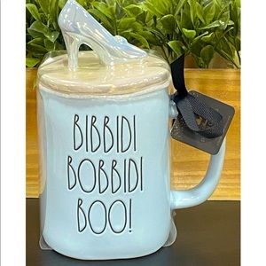 CINDERELLA MUG )RAE DUNN HTF  Light blue mug with glass slipper topper